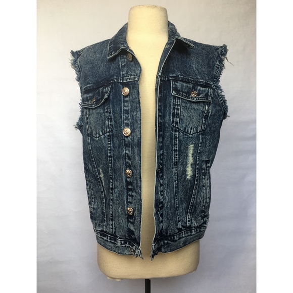 Pacsun Los Angeles Rose Patch Denim Vest - Picture 2 of 4